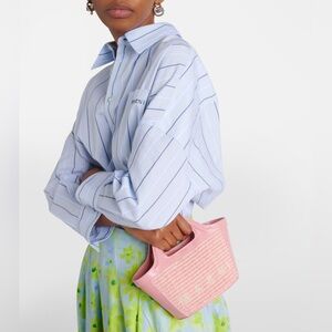 Marni Pink Tropicalia Mini Leather Tote Bag White Logo Detachable Strap NWT